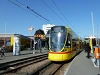 Tram in Münchenstein at the stop Gartenstadt